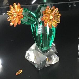 Swarovski Crystal Flowers Golden Yellow Cactus Figurine, no box, petal off, READ